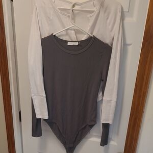 2 Long Sleeve undershirt  And Grey Long Sleeve Bodysuit Set Never Worn